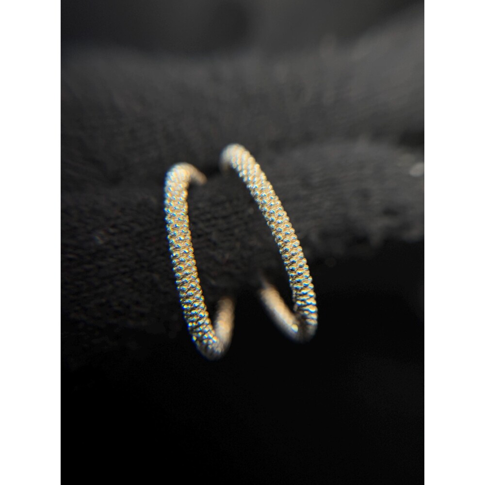 Sterling Silver Popcorn Hoop Earrings 925 Textured Sparkle Hoops
